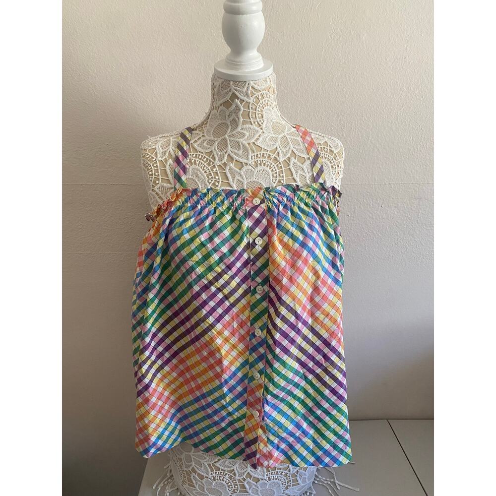 J Crew rainbow gingham top 12T